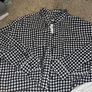Cropped lightweight buffalo check top